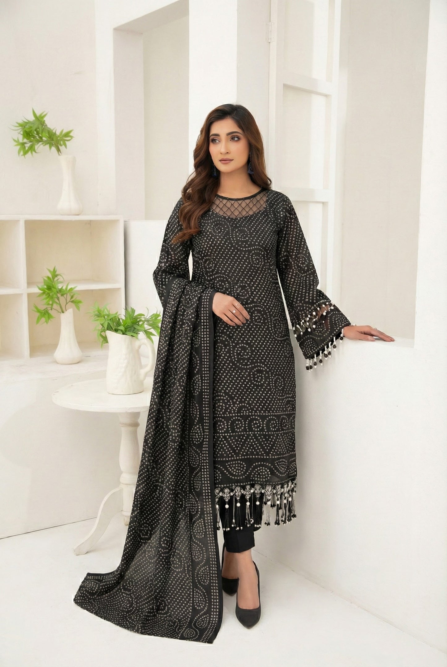 3 Piece Sabeen Premium Linen Unstitched Suit - 1506