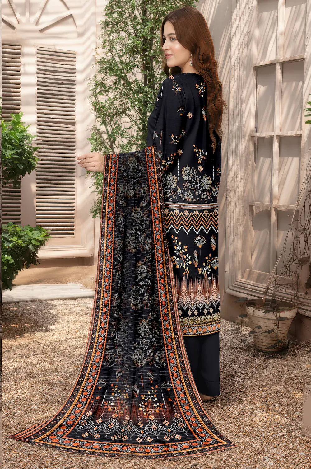 3 Piece Sabeen Premium Khaddar Unstitched Suit - 1109
