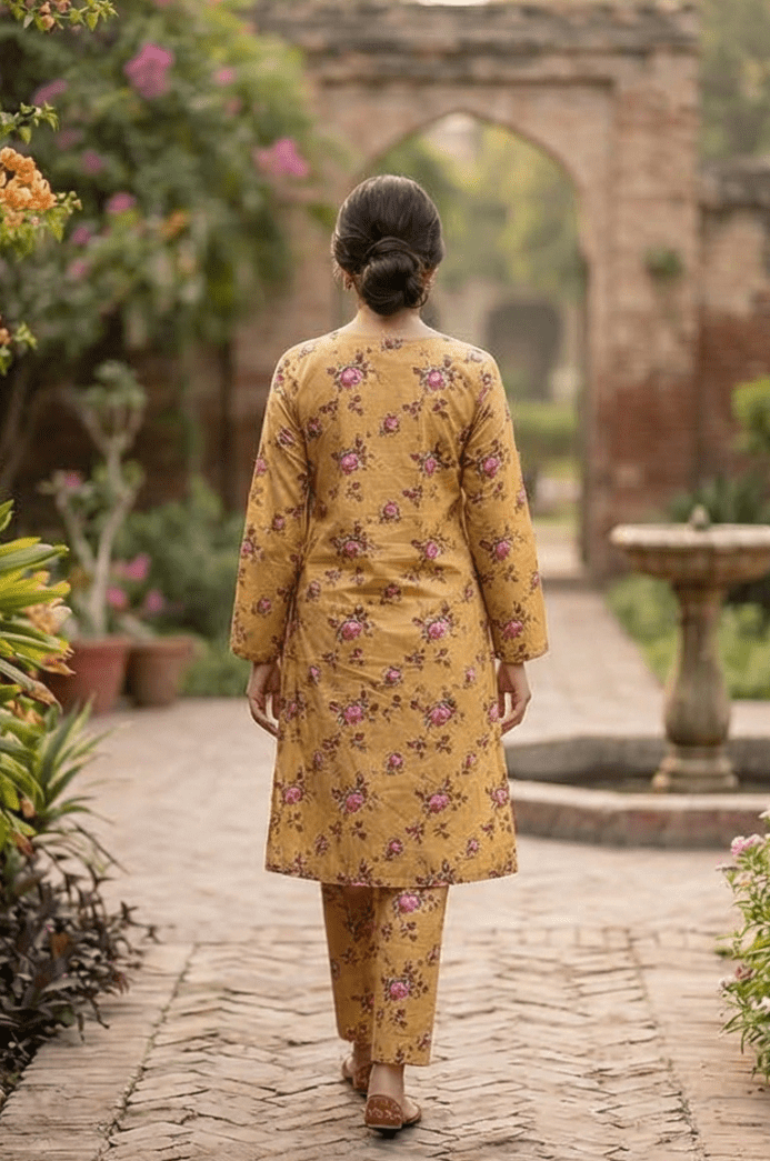 2 Piece Lawn All Over Unstitched Suit- 4403