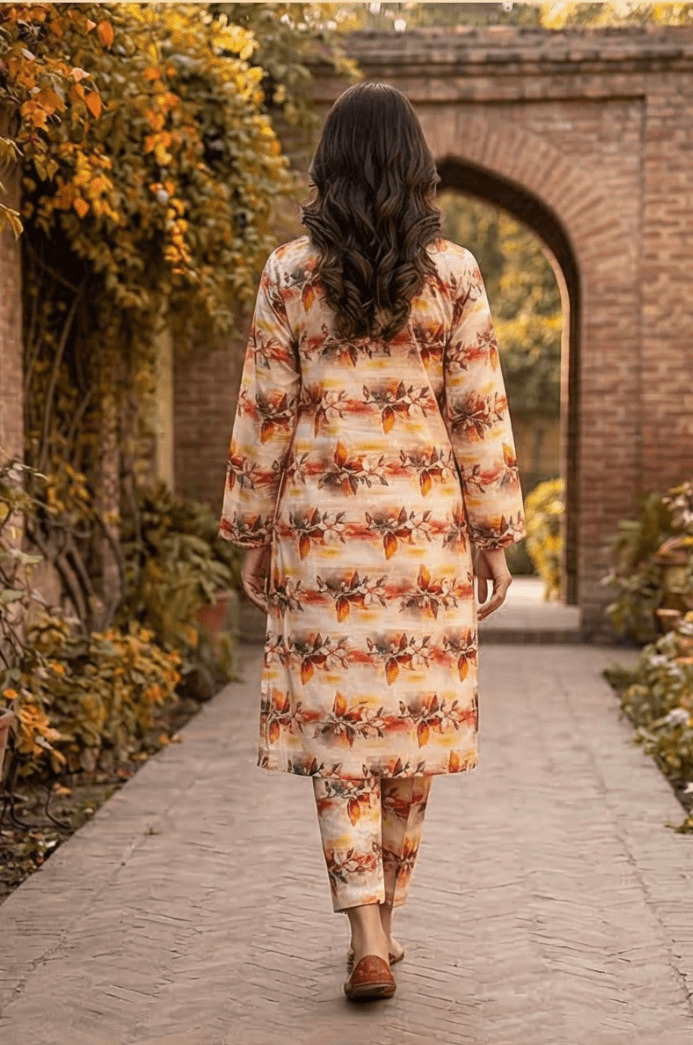 2 Piece Lawn All Over Unstitched Suit - 4404