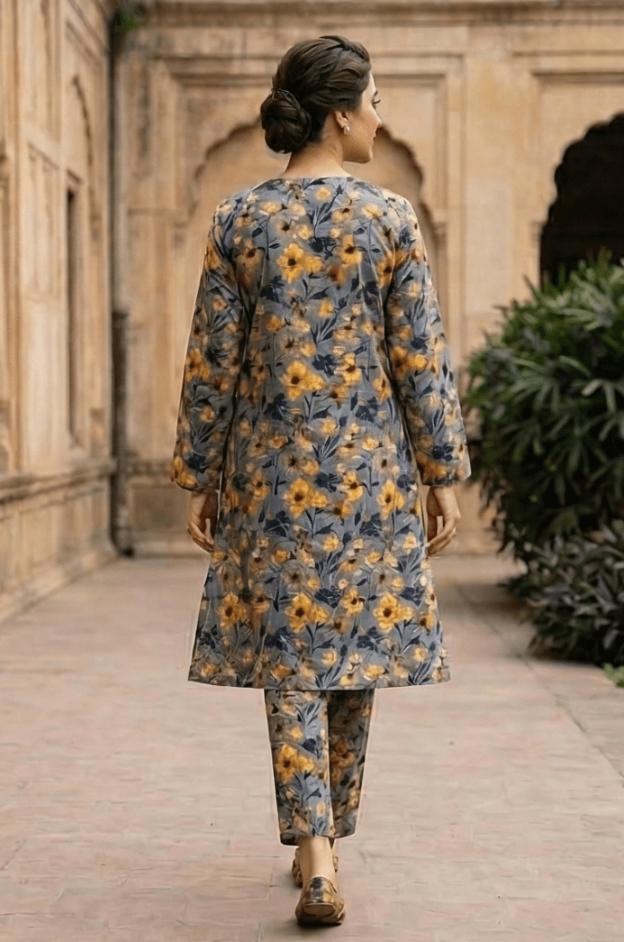 2 Piece Lawn All Over Unstitched Suit - 4410