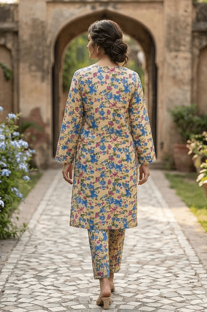 2 Piece Lawn All Over Unstitched Suit - 4414
