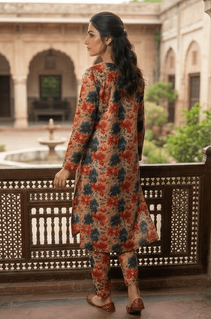 2 Piece Lawn All Over Unstitched Suit - 4436