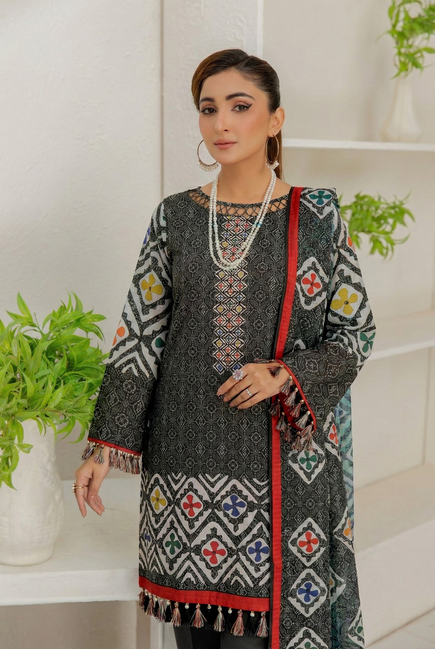 3 Piece Sabeen Premium Linen Unstitched Suit - 1507
