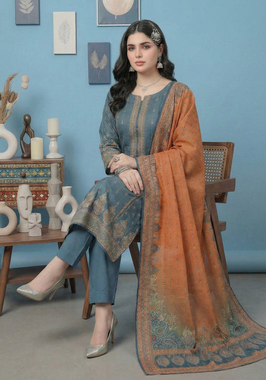 3 Piece Sabeen Premium Karandi Unstitched Suit - 1556