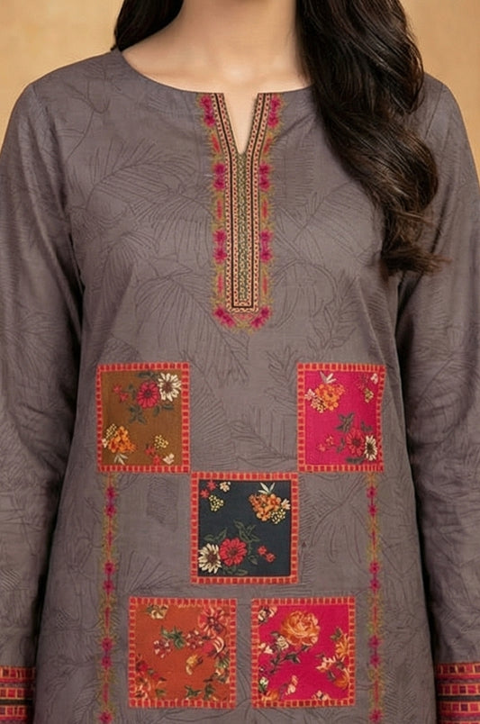 3 Piece Lawn Unstitched Suit With Lawn Dupatta - 4539