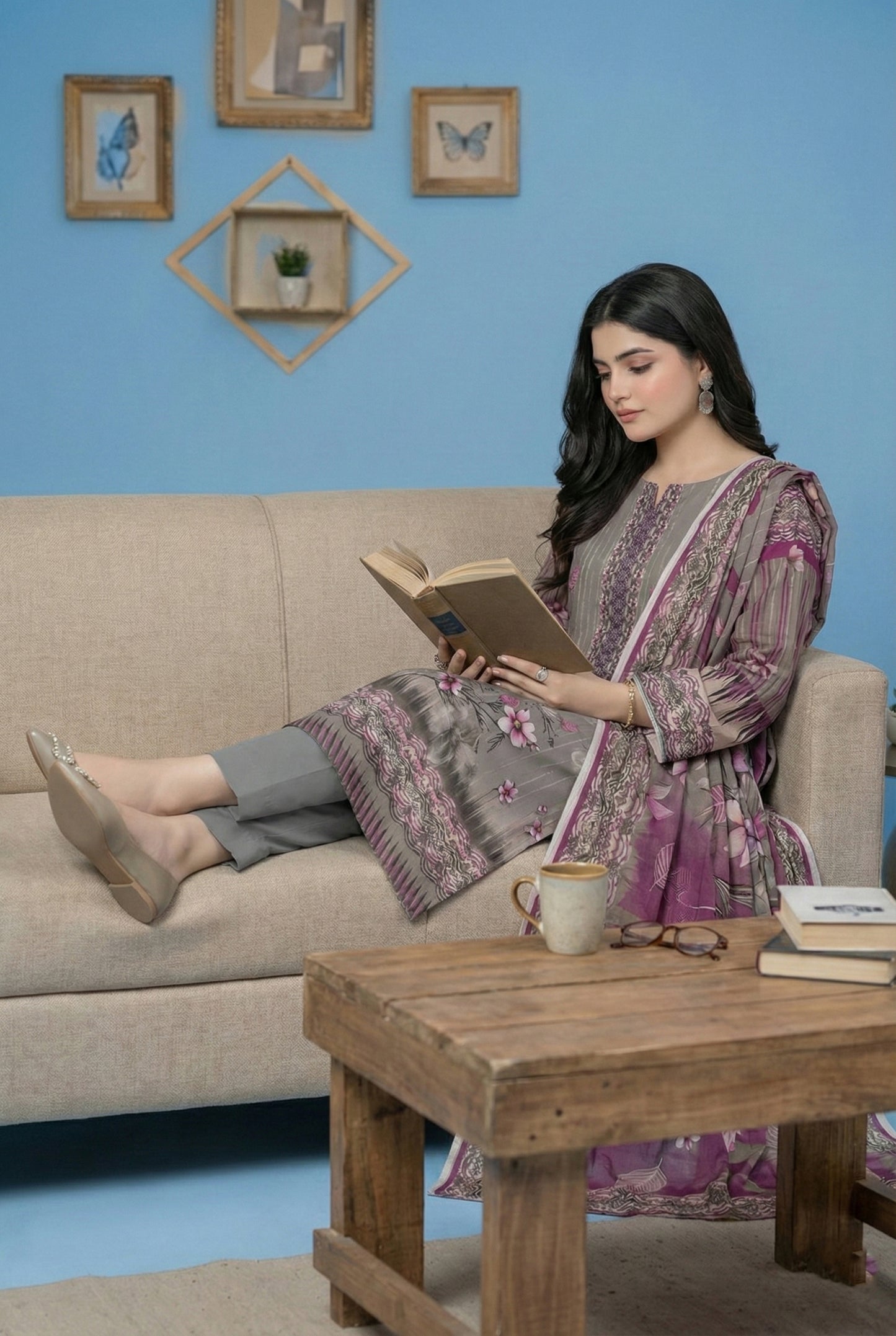 3 Piece Sabeen Premium Karandi Unstitched Suit - 1557