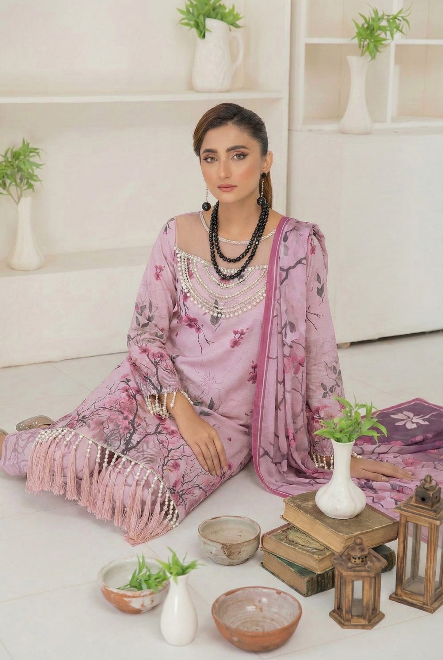 3 Piece Sabeen Premium Linen Unstitched Suit - 1509