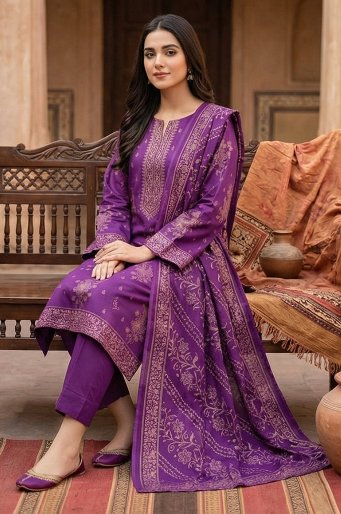 3 Piece Lawn Unstitched Suit With Lawn Dupatta - 4540