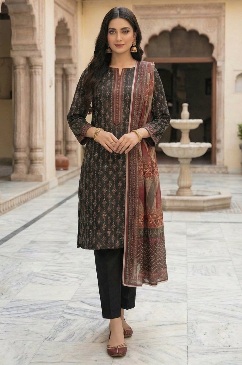 3 Piece Bana Dora Lawn Unstitched Suit With Lawn Dupatta - 4321