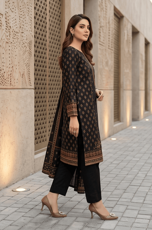 3 Piece Chamki Lawn Unstitched Suit With lawn Dupatta - 5002