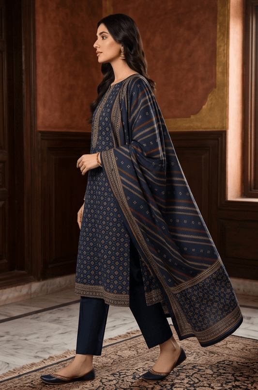 3 Piece Doriya Lawn Unstitched Suit With lawn Dupatta - 5009