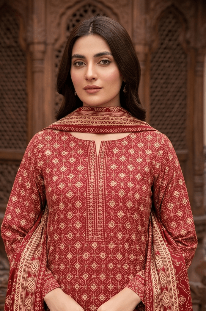 3 Piece Doriya Lawn Unstitched Suit With Voile Lawn Dupatta - 5012