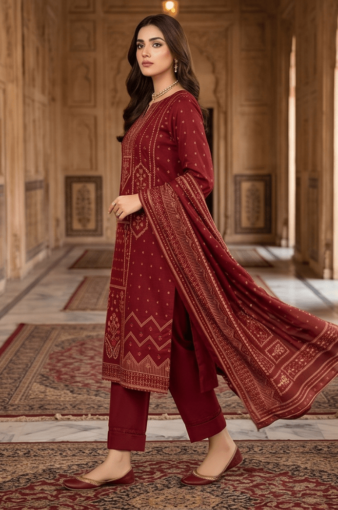 3 Piece Lawn Unstitched Suit With Voile Lawn Dupatta - 5017