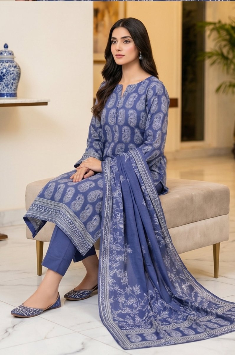 3 Piece Doriya Lawn Unstitched Suit With Voile Lawn Dupatta - 5020