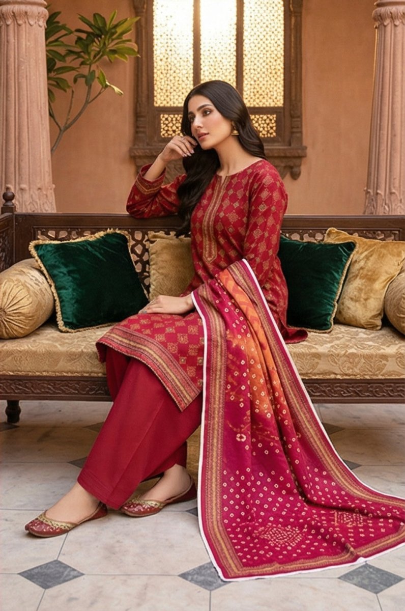 3 Piece Lawn Unstitched Suit With Lawn Dupatta - 4301