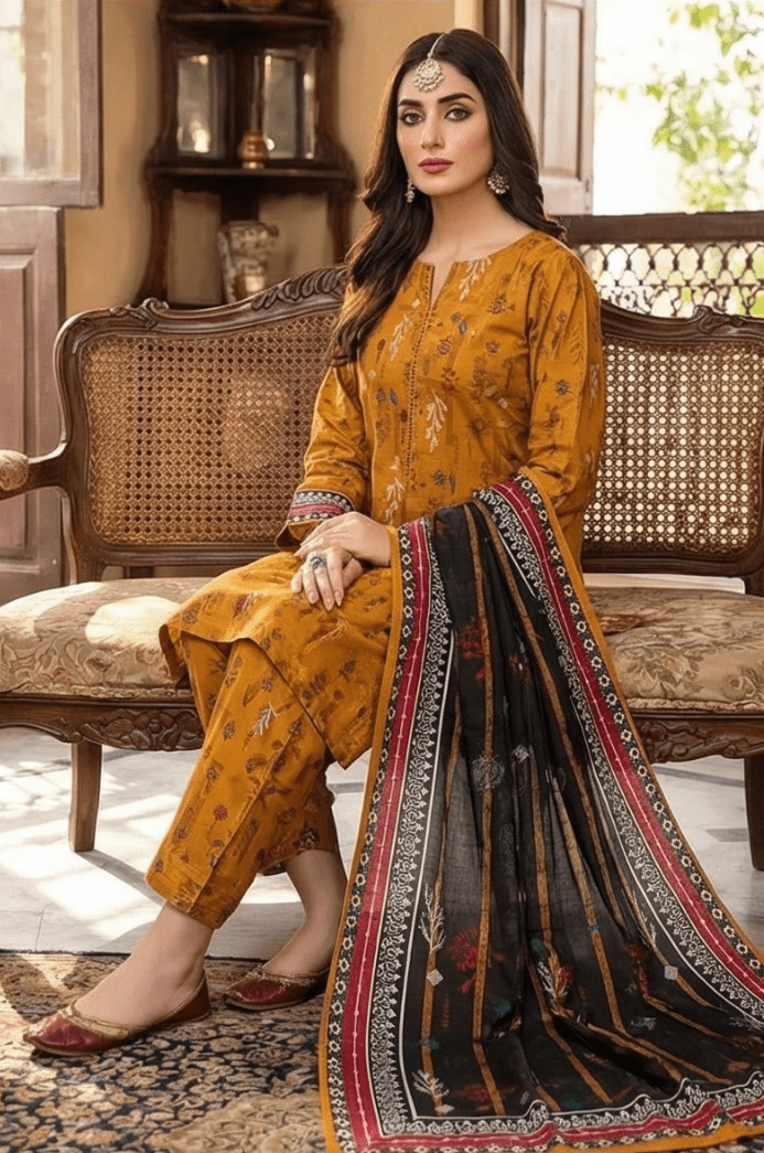 3 Piece Lawn Unstitched Suit With Lawn Dupatta - 4478