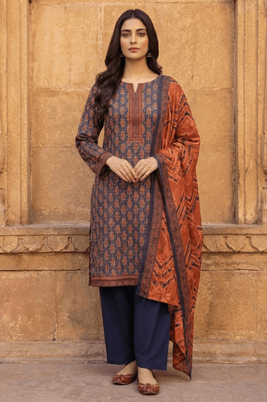 3 Piece Lawn Unstitched Suit With lawn Dupatta - 4490