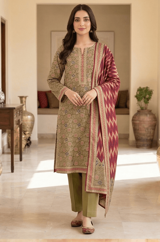 3 Piece Lawn Unstitched Suit With Lawn Dupatta - 4518