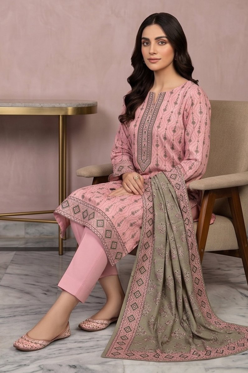 3 Piece Lawn Unstitched Suit With Lawn Dupatta - 5028