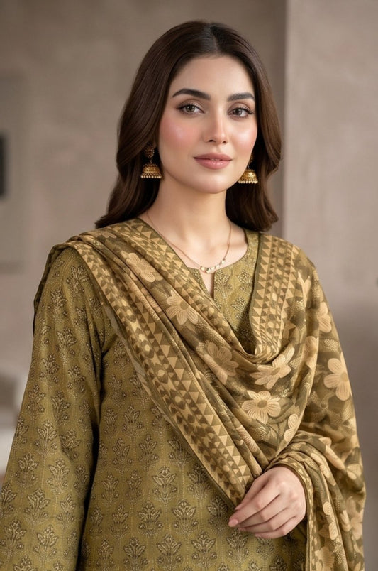 3 Piece Lawn Unstitched Suit With Voile Lawn Dupatta - 5029