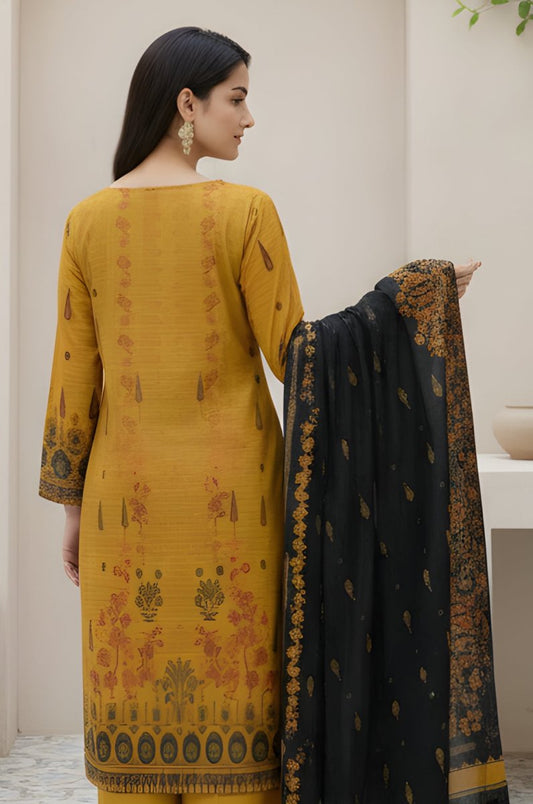 3 Piece Premium Lawn Unstitched Suit With Chiffon Dupatta - 1044