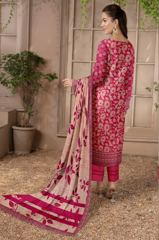 3 Piece Sabeen Premium Khaddar Unstitched Suit - 1107