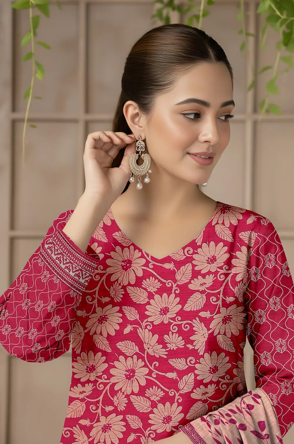 3 Piece Sabeen Premium Khaddar Unstitched Suit - 1107