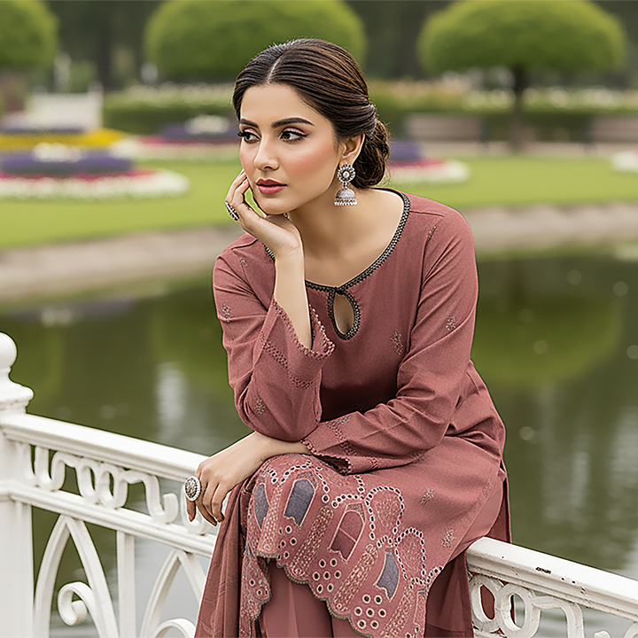 3-Piece Premium Dhanak Embroidery Suit - 1208