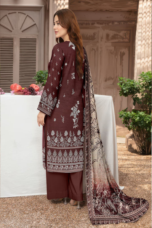 3 Piece Sabeen Premium Khaddar Unstitched Suit - 1101