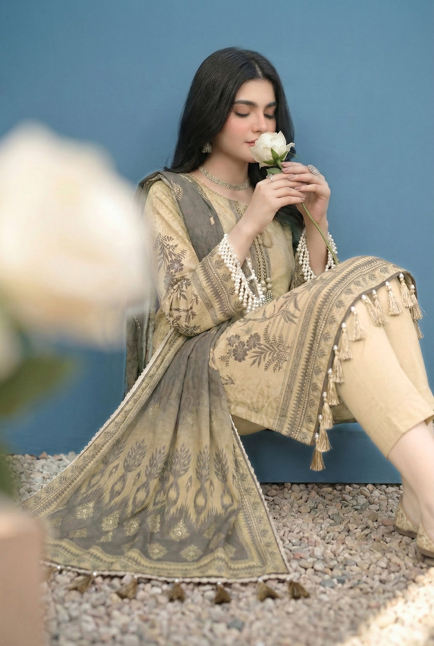 3 Piece Sabeen Premium Karandi Unstitched Suit - 1553