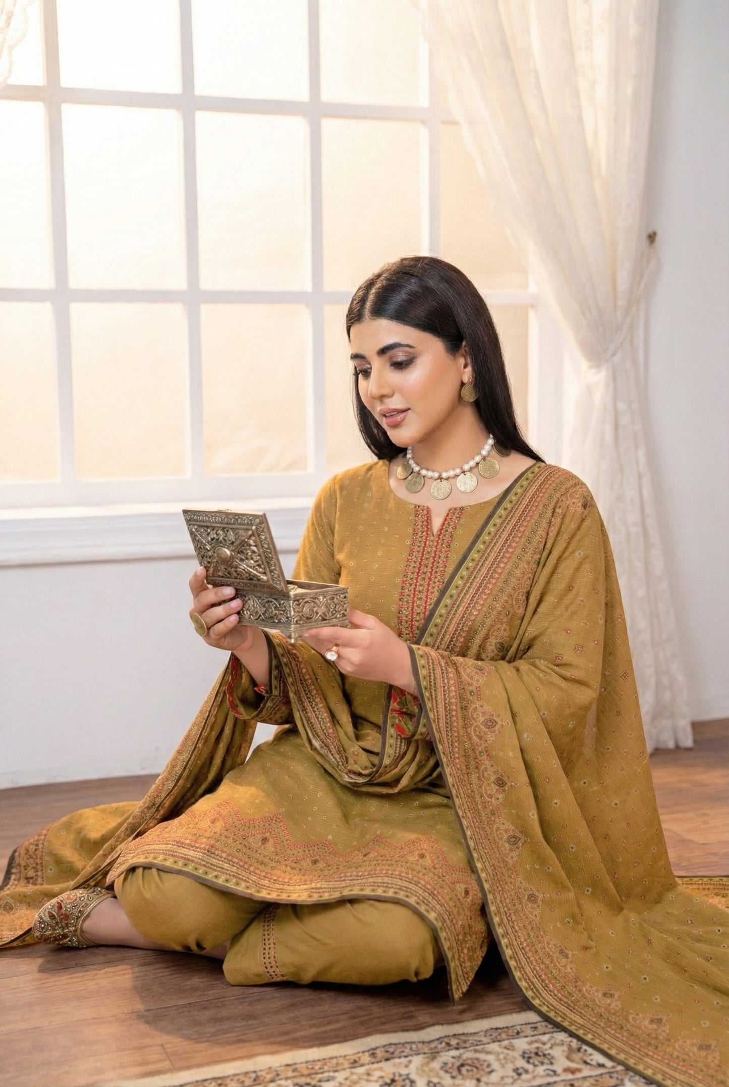 3 Piece Sabeen Premium Viscose Unstitched Suit - 1352