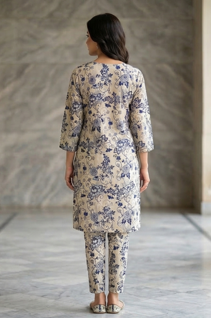 2 Piece Lawn All Over Unstitched Suit - 4435