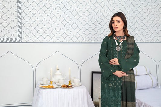 3-Piece Bana Dora Dhanak Embroidery Suit - 1301