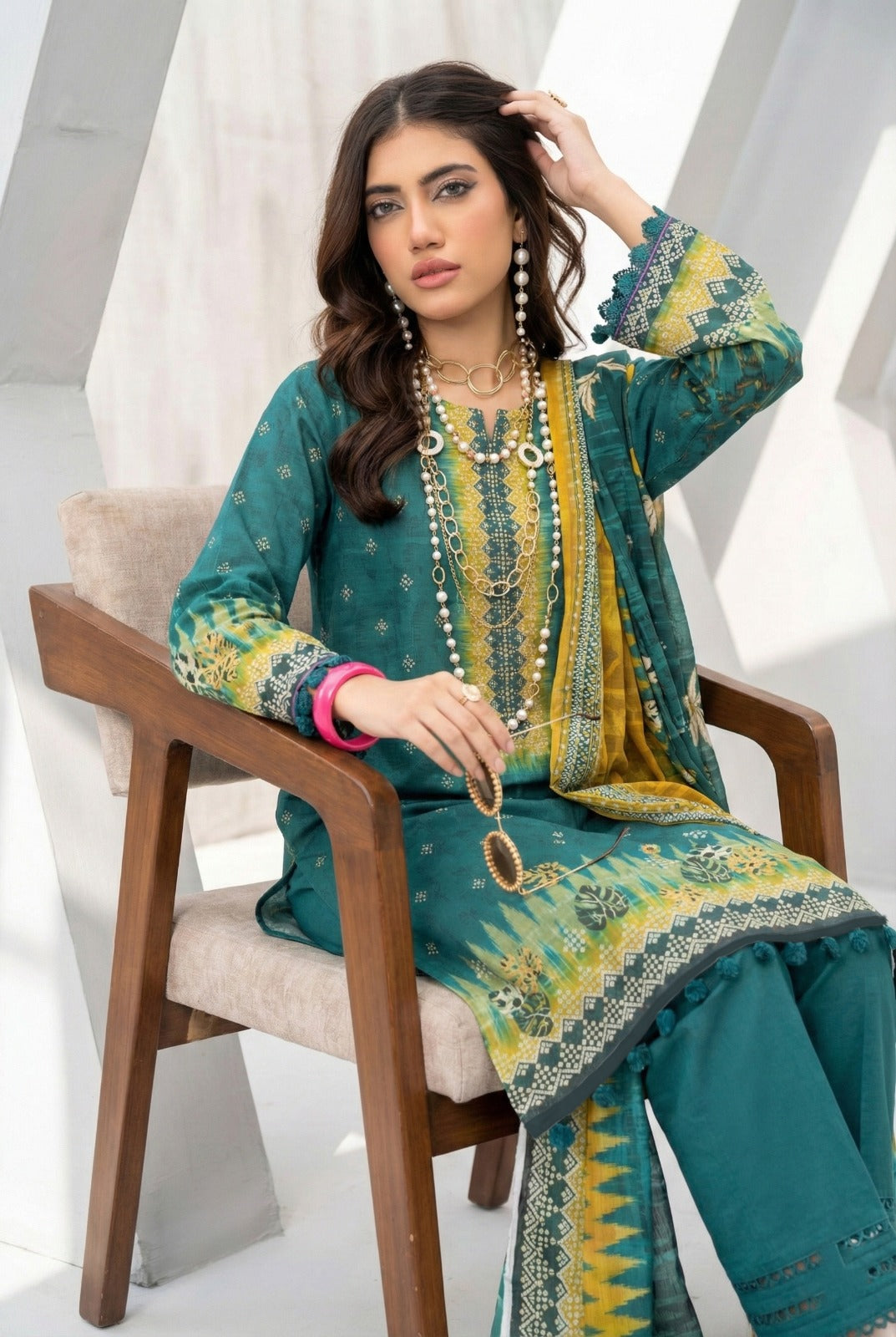 3 Piece Sabeen Premium Khaddar Unstitched Suit - 1320
