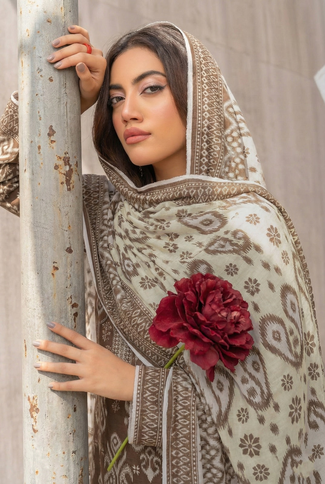 3 Piece Sabeen Premium Khaddar Unstitched Suit - 1322