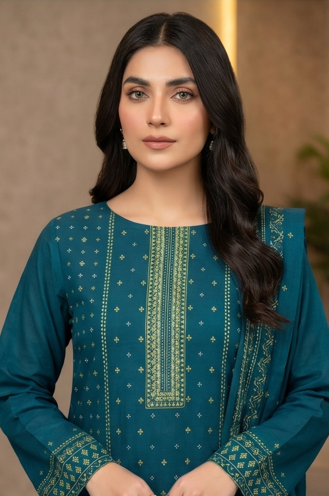 3 Piece Doriya Lawn Unstitched Suit With Voile Lawn Dupatta - 5025