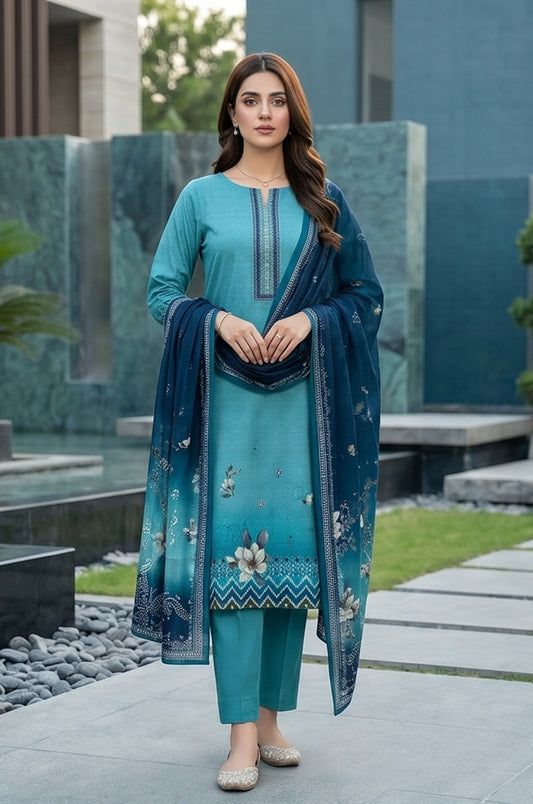 3 Piece Doriya Lawn Unstitched Suit With Voile Lawn Dupatta - 5022