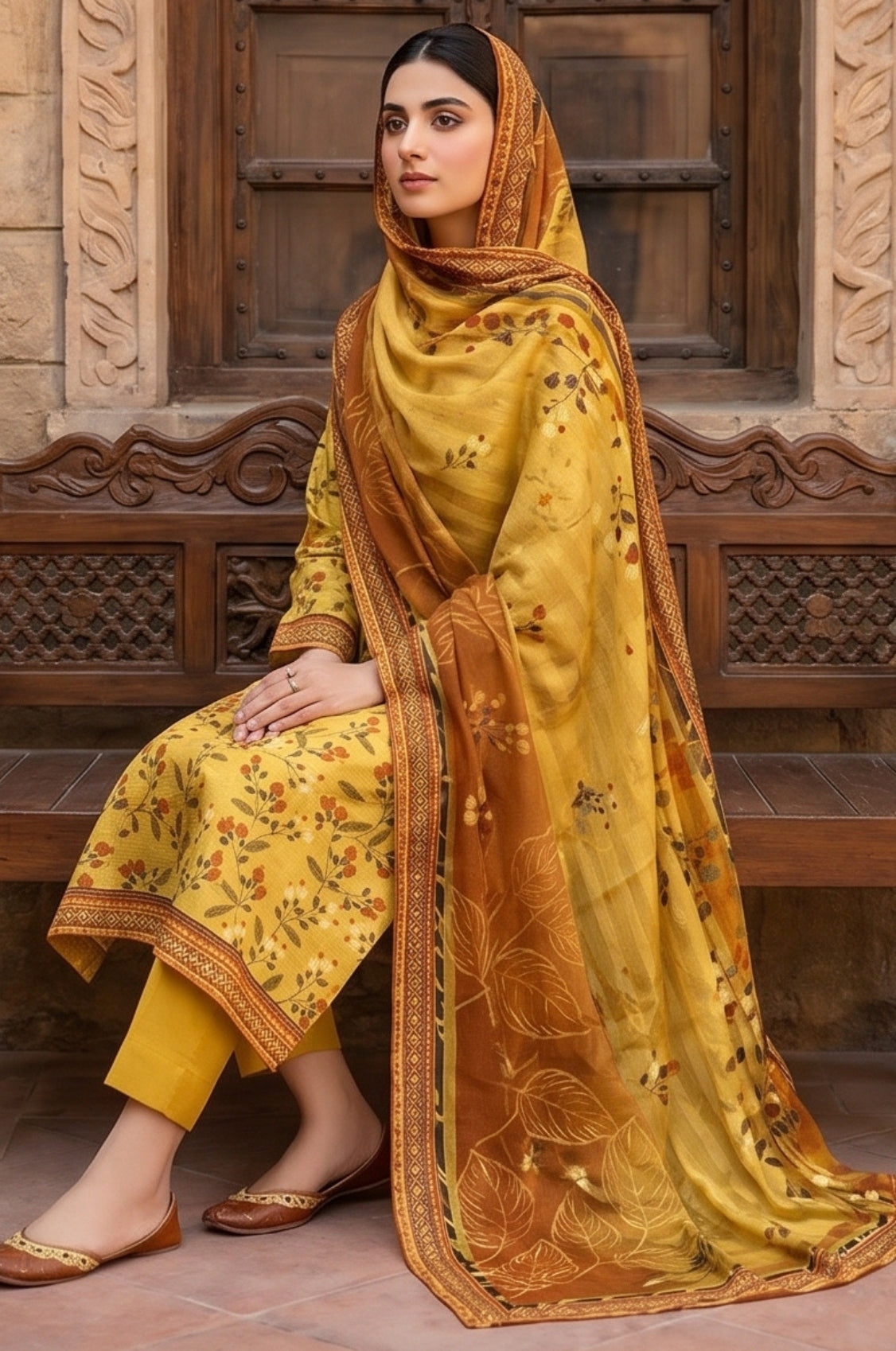 3 Piece Doriya Lawn Unstitched Suit With Lawn Dupatta - 5018