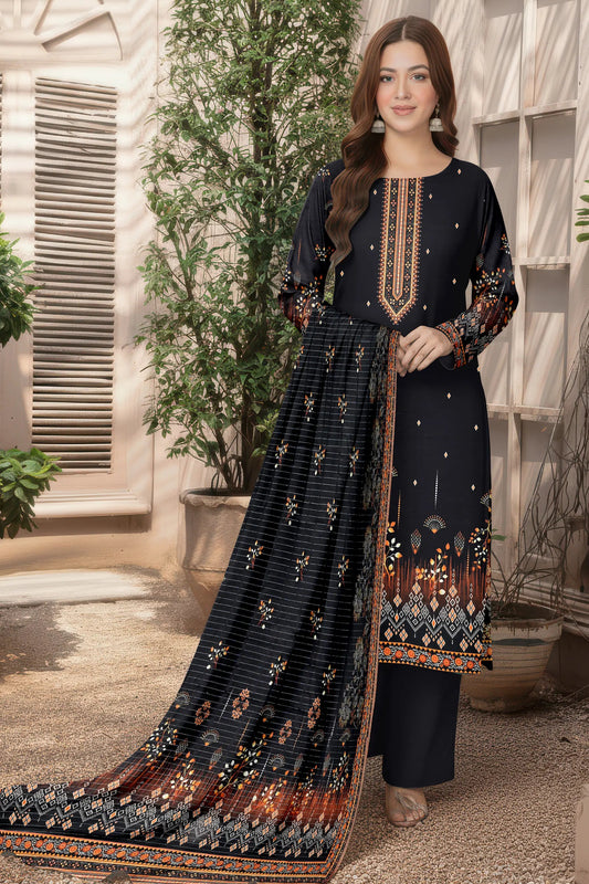 3 Piece Sabeen Premium Khaddar Unstitched Suit - 1109