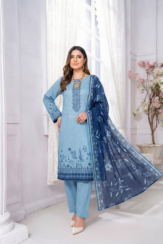3 Piece Sabeen Premium Viscose Unstitched Suit - 1353