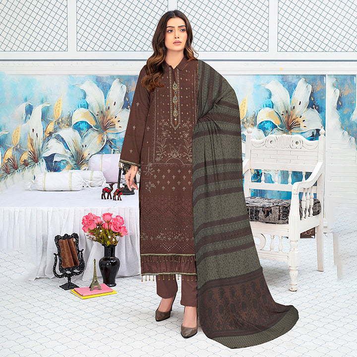 3-Piece Bana Dora Dhanak Embroidery Suit - 1204