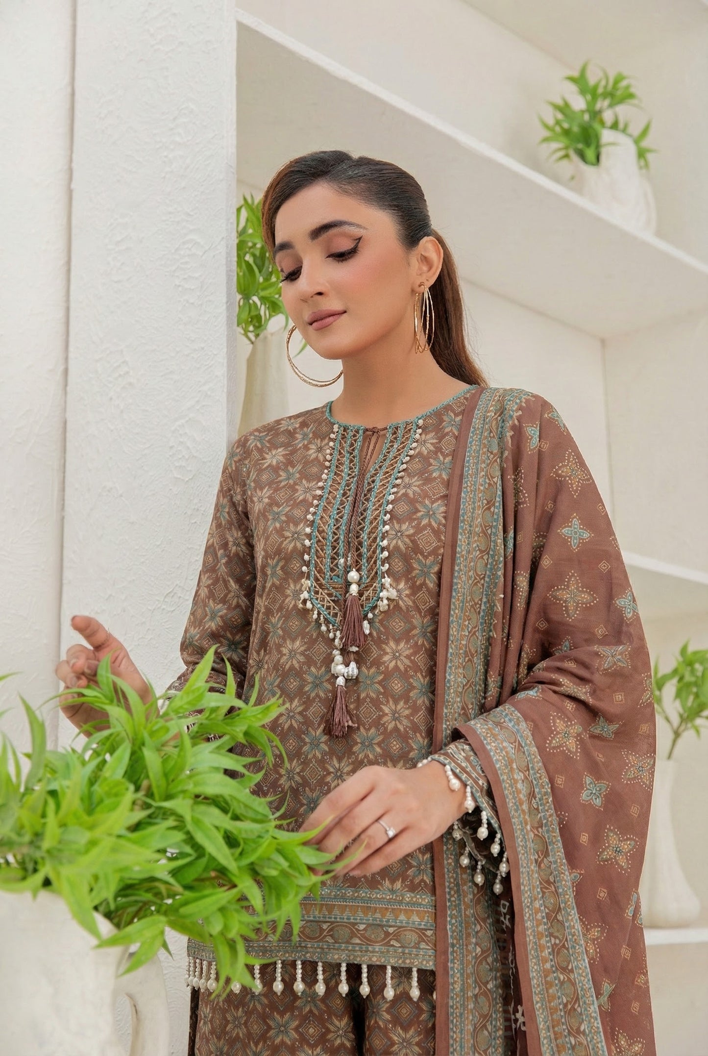3 Piece Sabeen Premium Linen Unstitched Suit - 1504