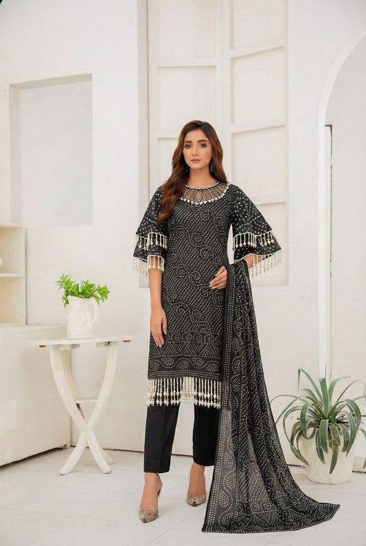 3 Piece Sabeen Premium Linen Unstitched Suit - 1506