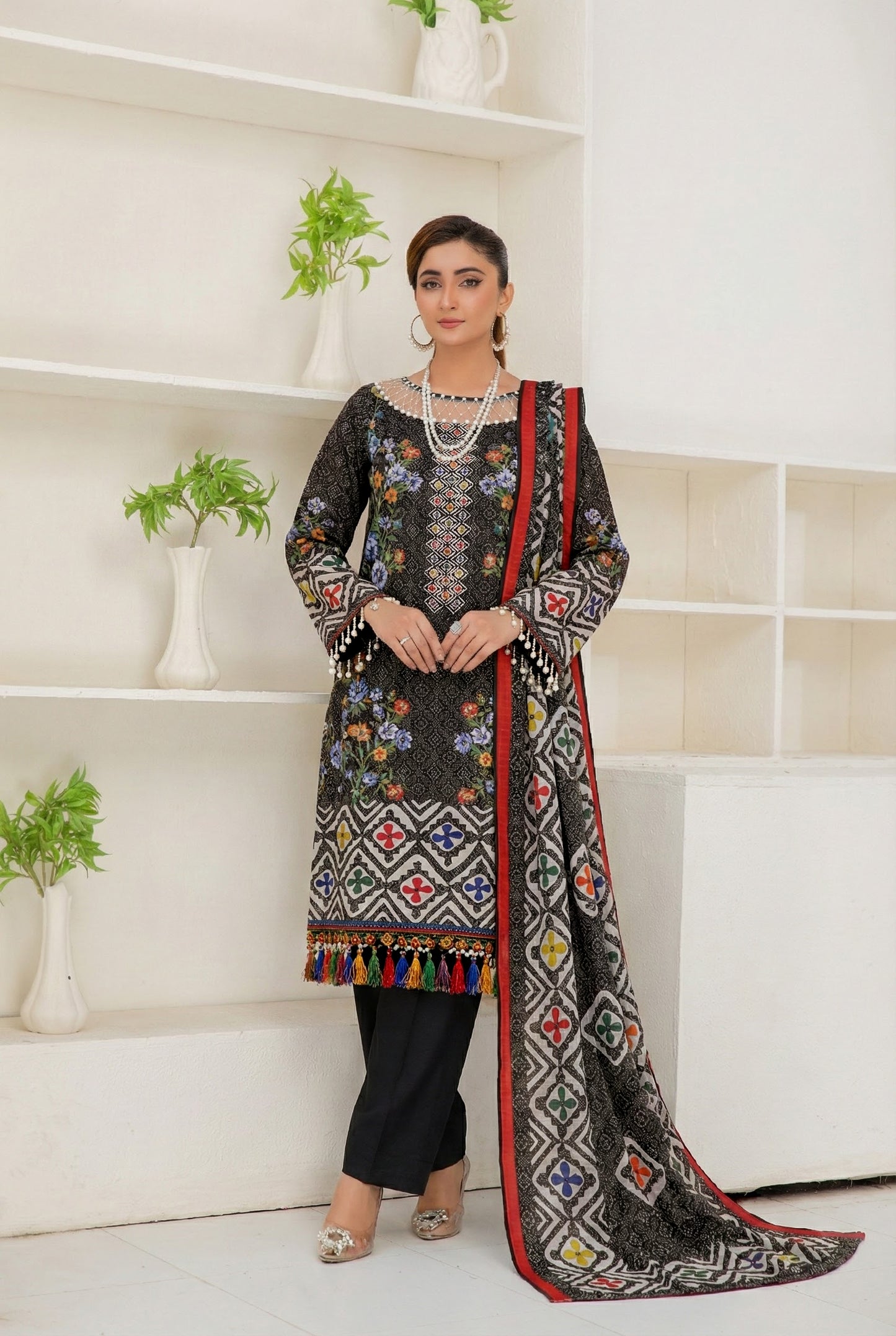 3 Piece Sabeen Premium Linen Unstitched Suit - 1507