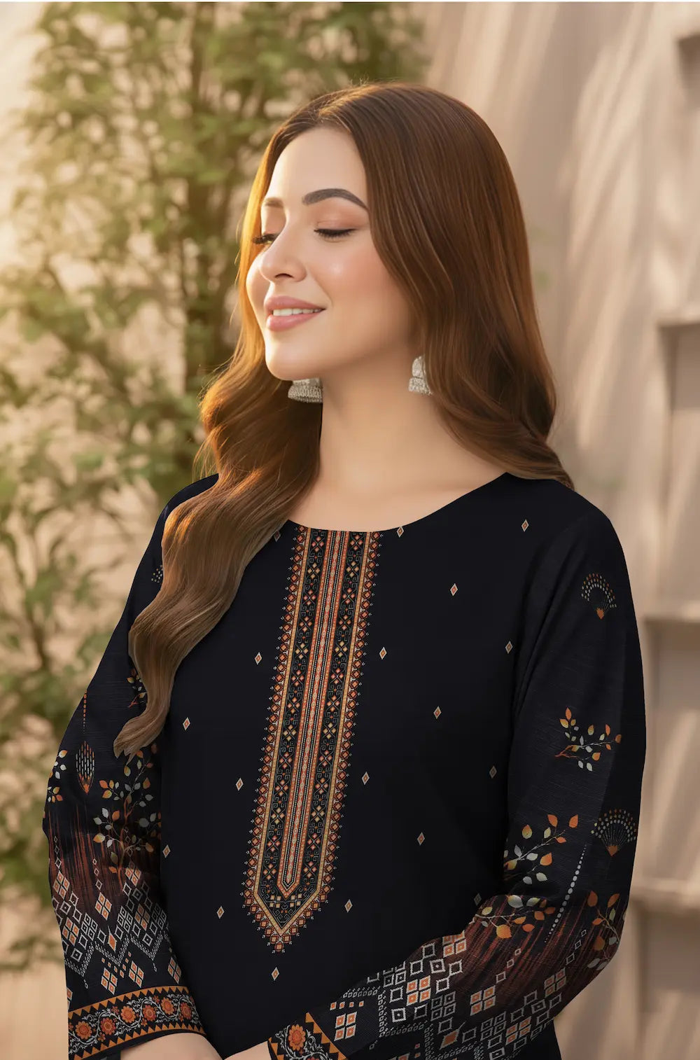 3 Piece Sabeen Premium Khaddar Unstitched Suit - 1109