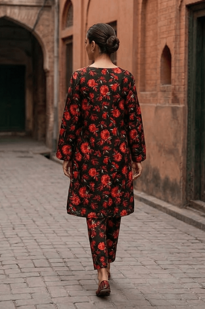 2 Piece Lawn All Over Unstitched Suit - 4401
