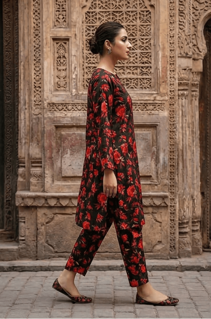 2 Piece Lawn All Over Unstitched Suit - 4401