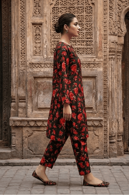 2 Piece Lawn All Over Unstitched Suit - 4401