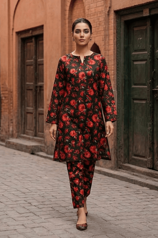 2 Piece Lawn All Over Unstitched Suit - 4401